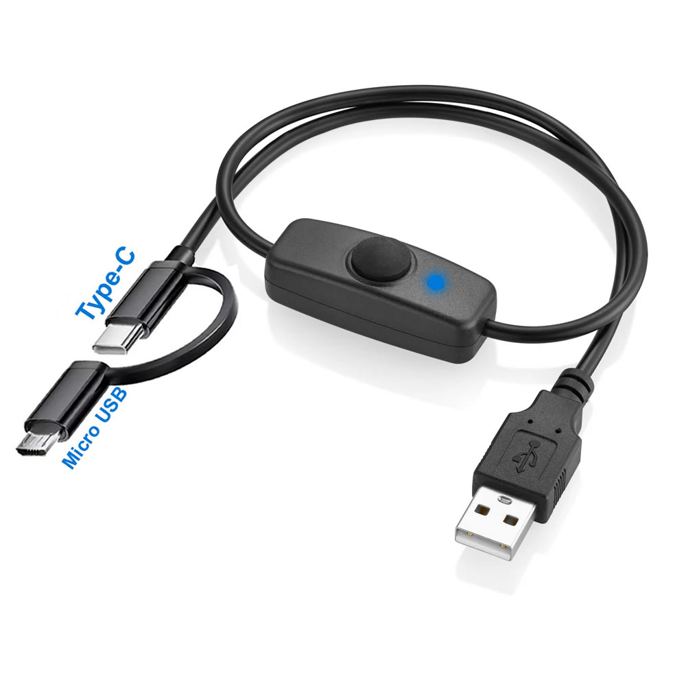 Desk Setup Led Strip - 2 in 1 タイプC / マイクロUSB充電ケーブル、オンオフスイッチ付き、USBファン、LEDストリップ、デスクランプ、LEDストリップ用のタイプC電源コード