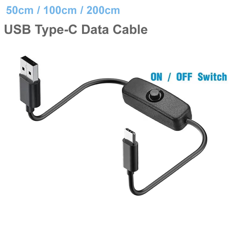 Desk Setup Led Strip - USB Type-C ケーブル オンオフスイッチ付き、Raspberry Pi 3/4、スマホ、LEDストリップ、デスクランプ、ファン用急速充電データ電源コード