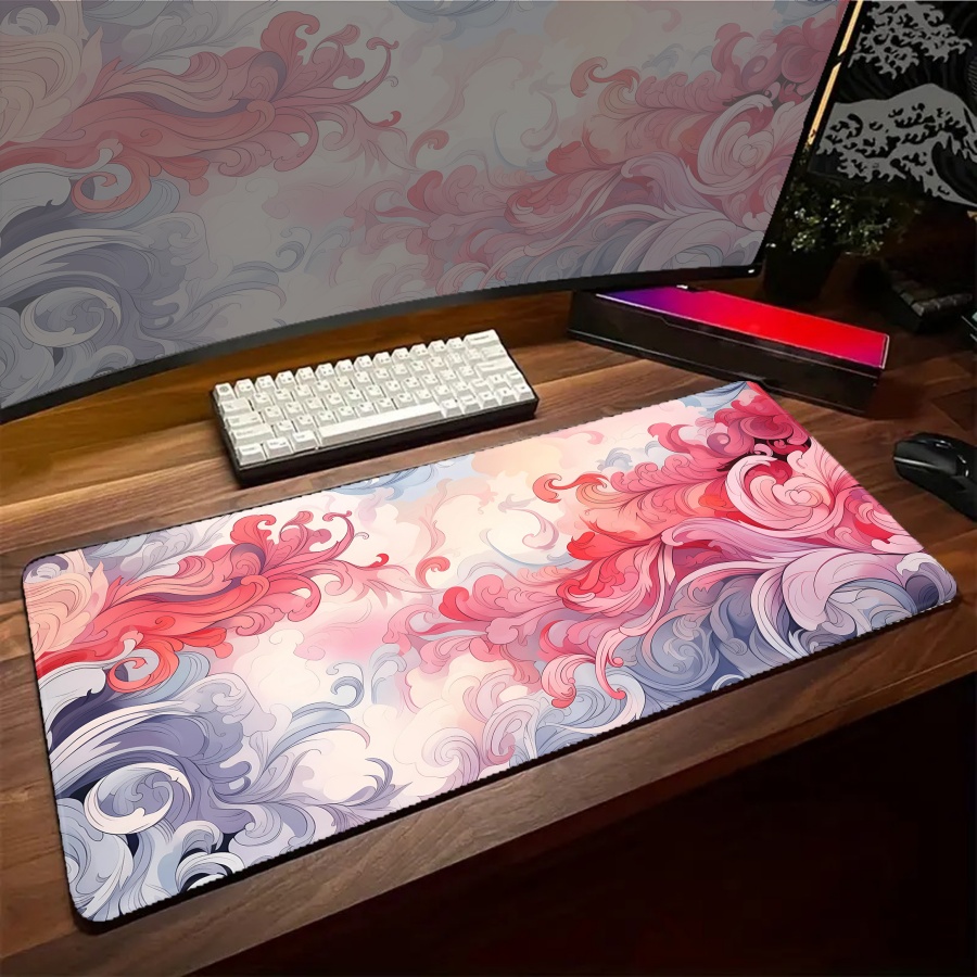 Desk Setup Art - 大型アートフェザーマウスパッド ゲーミングキーボード ゲーマー向け ビッグガーランドデスクマット XXLセットアップ 900x400パッド