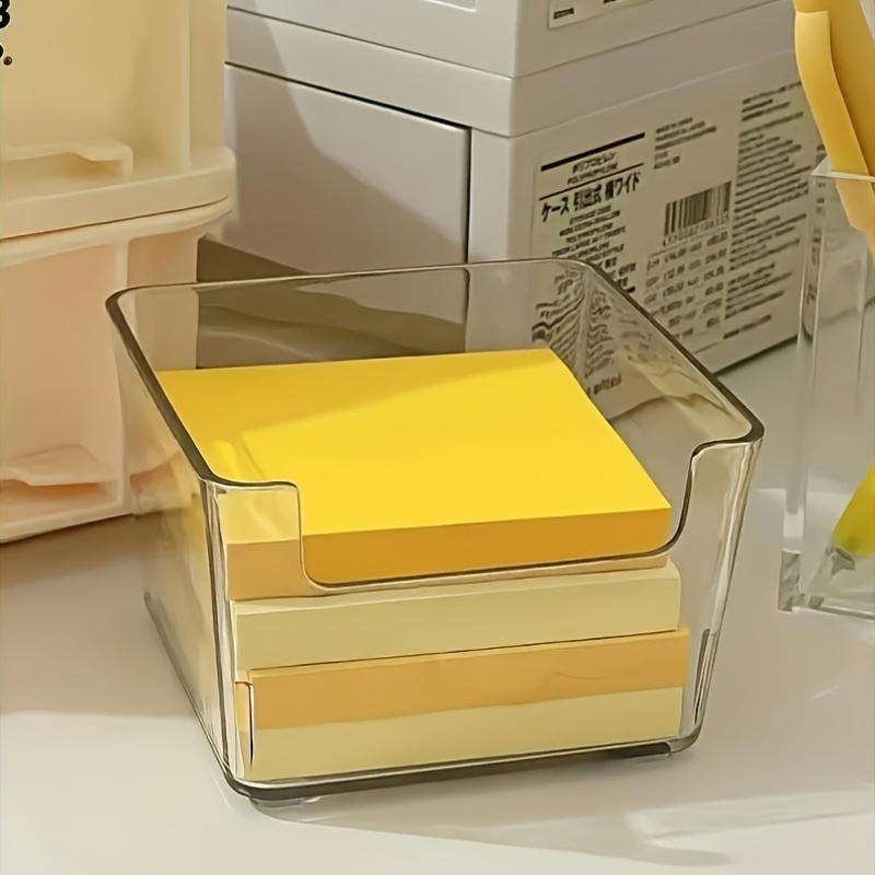Sticky Memo Holder - クリア付箋ホルダー、アクリルメモスタンドオーガナイザー、オフィス/家庭用防水デスクトップストレージ (ミニマリストデザイン)