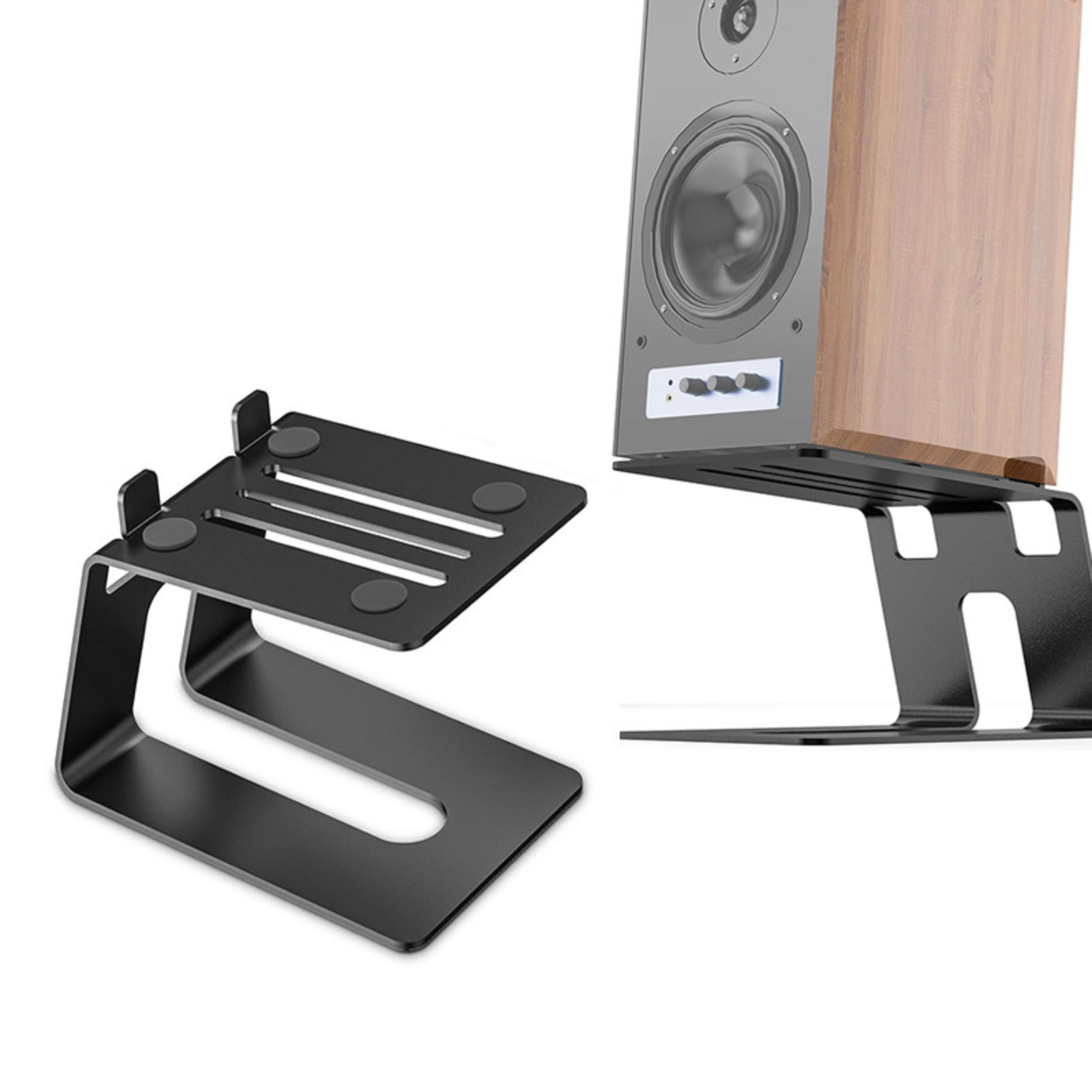 Desk Setup Speakers - 2個セット デスクトップスピーカースタンド 角度付きスピーカーライザースタンド 滑り止め付き 金属製 オーディオ愛好家向け