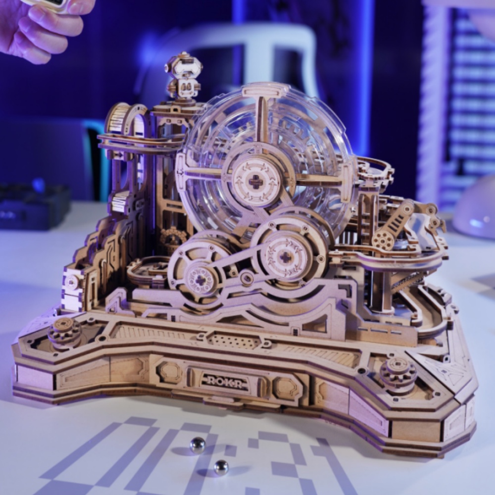 Desk Setup Gear - Robotime Rokr ピンボールモデル ギアボールチャレンジ 3D木製パズルモデルキット 組み立て式DIYテーブルゲーム
