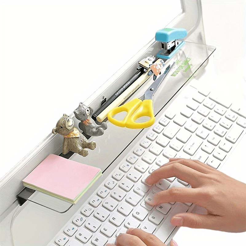 Sticky Memo Holder - 1個の透明コンピューターメモボード、付箋ホルダー、キャビネット、棚、ドレッサー用の多機能メッセージボード