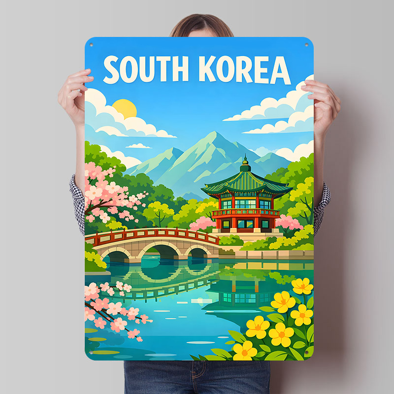 韓国旅行ポスターカスタマイズされたヴィンテージメタルサインウ - Desk Setup Art のレビューと価格