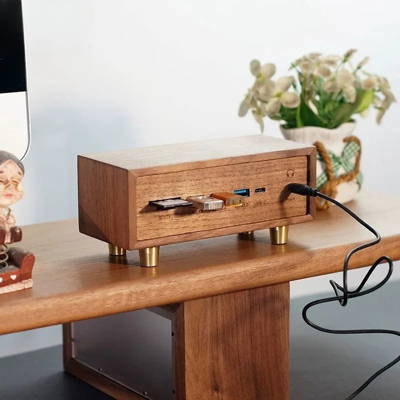 クリエイティブデスクセットアップ 無垢材ブラックウォールナッ - Desk Setup Black And Wood のレビューと価格