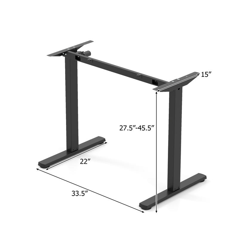 電動スタンディングデスクフレーム、高さ調節可能27.5～45 - Desk Setup Black And Wood のレビューと価格