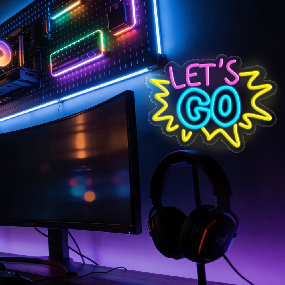LET'S GO マルチカラー LED ネオンサイン 調光可 - Desk Setup Inspiration のレビューと価格