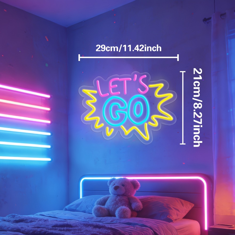LET'S GO マルチカラー LED ネオンサイン 調光可 - Desk Setup Inspiration のレビューと価格