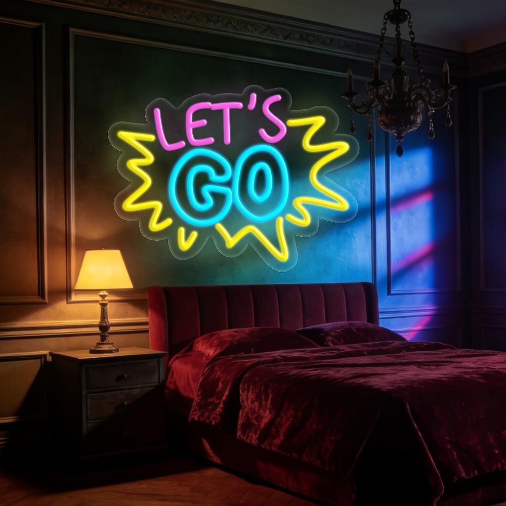 LET'S GO マルチカラー LED ネオンサイン 調光可 - Desk Setup Inspiration のレビューと価格