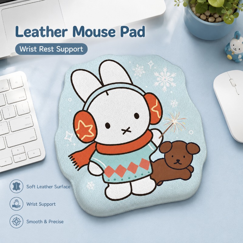 アニメミッフィー革製マウスパッド、リストレスト付き、小型コン - Desk Setup Laptop のレビューと価格