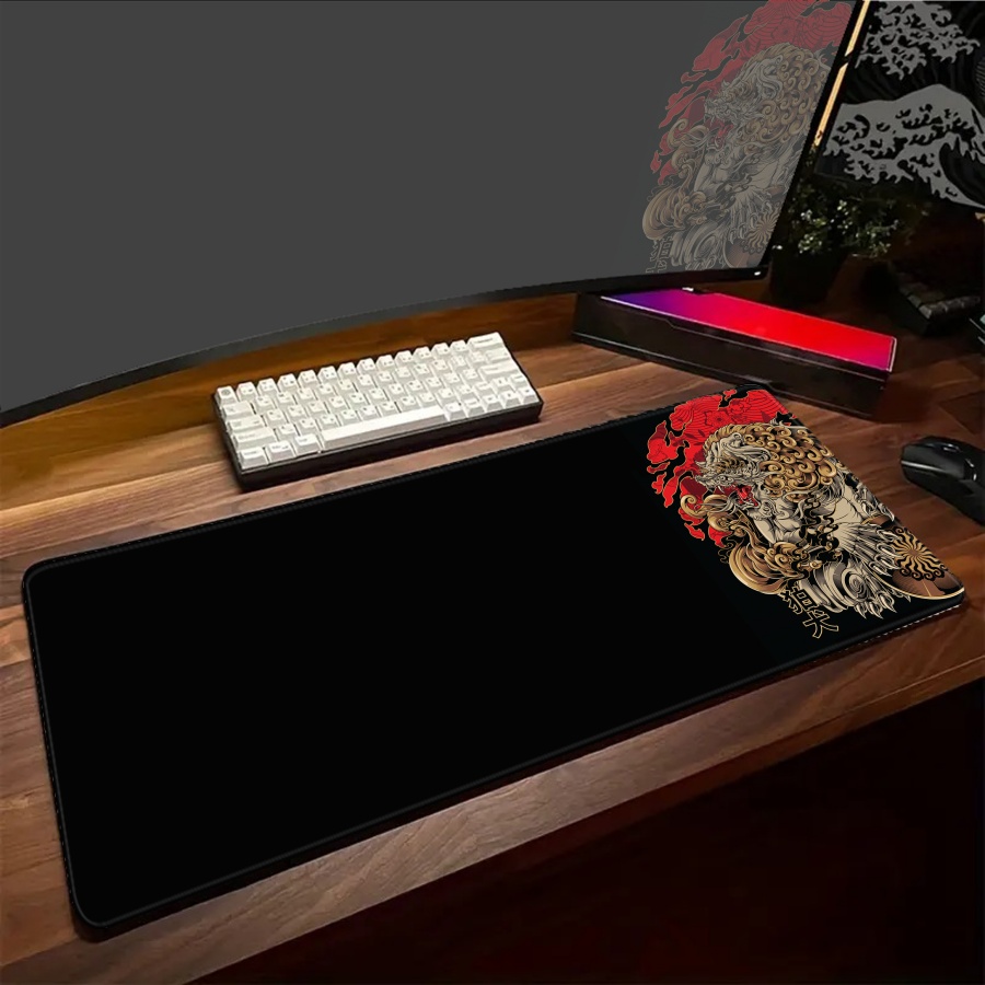 黒デスクマウスパッド ONI 大型ゲーマーマットビッグマウス - Desk Setup Art のレビューと価格