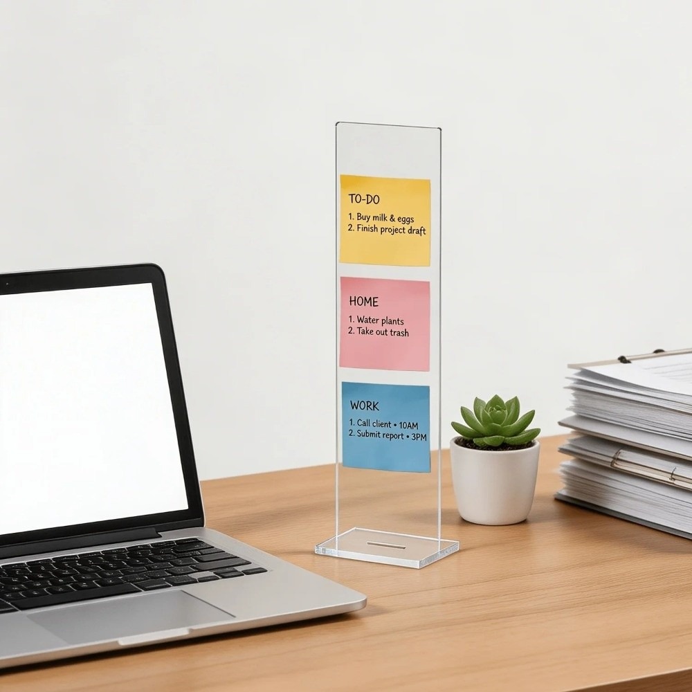 耐久性のあるアクリル製メモメッセージボード、取り外し可能な縦 - Sticky Memo Holder のレビューと価格