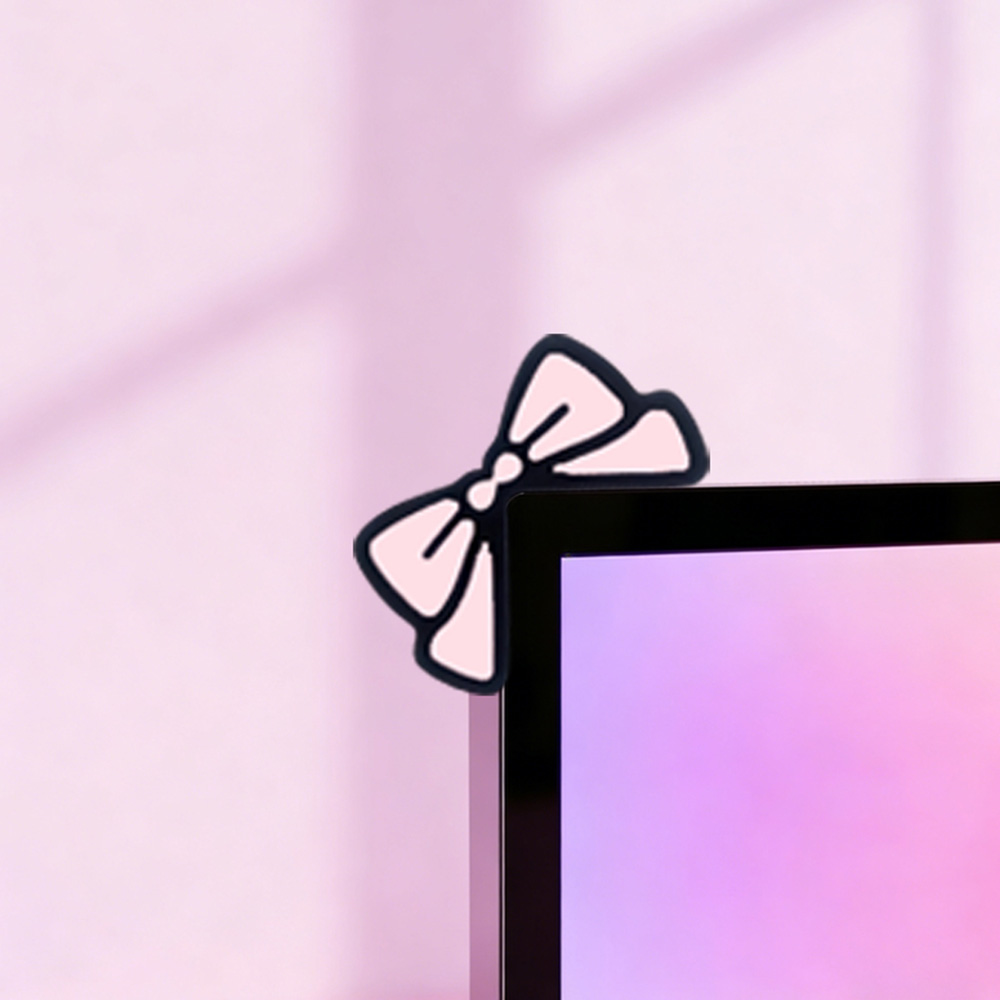 かわいいピンクのリボンモニターデコレーション、可愛いスクリー - Desk Setup Monitor And Laptop のレビューと価格