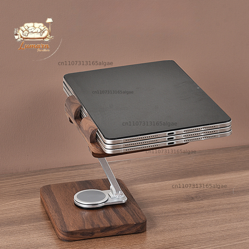 ブラックウォールナット製360度回転式iPadスタンド °  - Desk Setup Black And Wood のレビューと価格