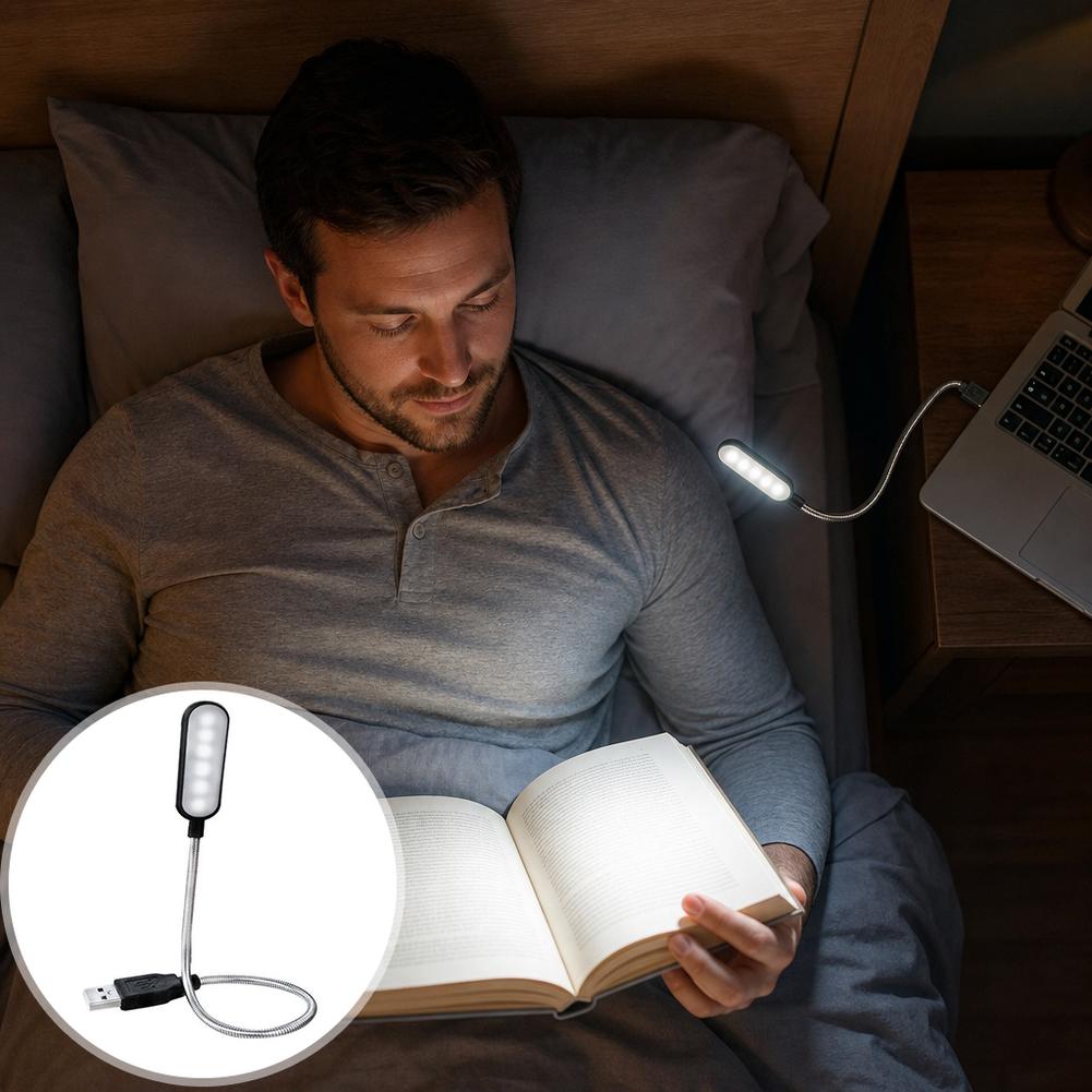 USB接続のLEDブックライト。6個のLEDを搭載し、柔軟な - Desk Setup Laptop のレビューと価格