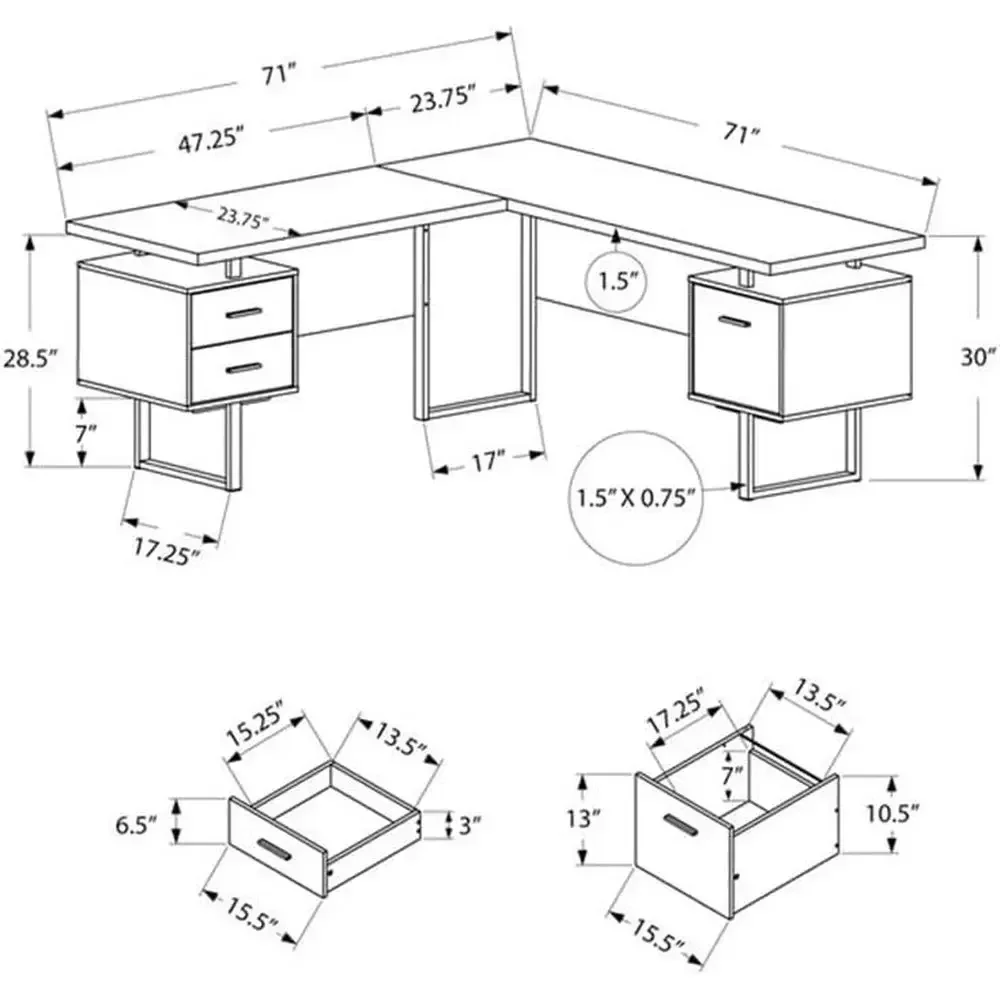L字型の70cm幅コンピューターデスク。収納スペース付きで、 - Desk Setup Black And Wood のレビューと価格