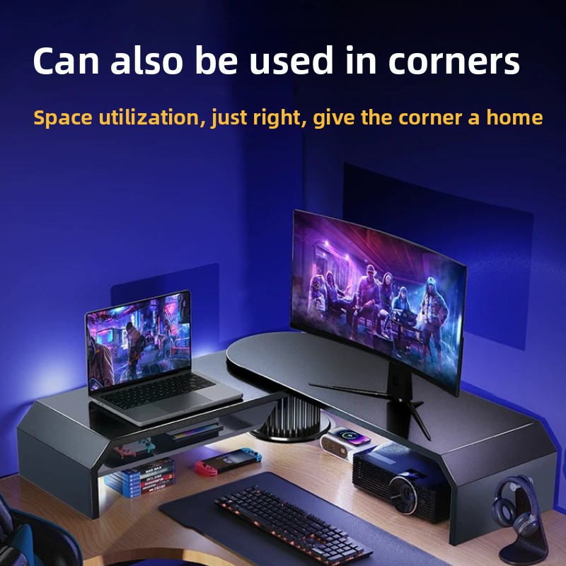 ゲーミングデュアルモニタースタンド オフィススクリーンライザ - Desk Setup Monitor And Laptop のレビューと価格