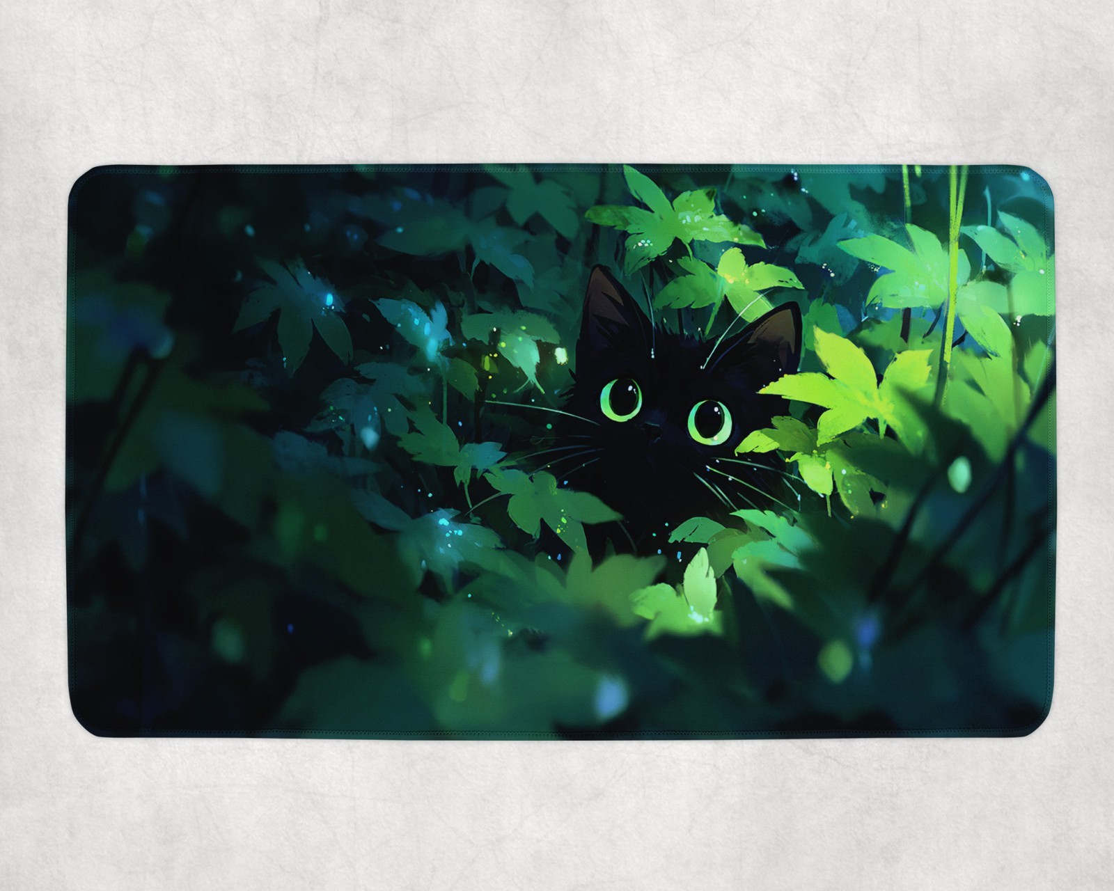 黒猫 MTG プレイマット用グリーンフォレストファンタジーア - Desk Setup Art のレビューと価格
