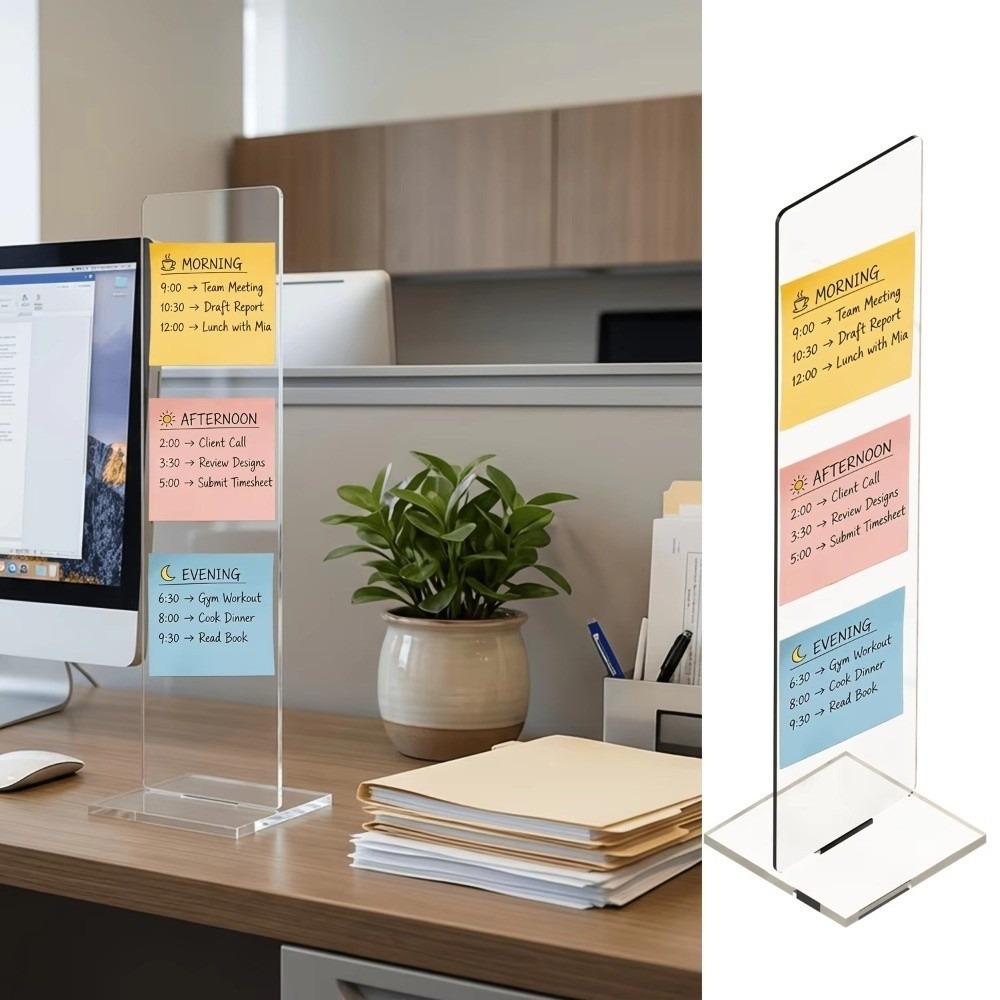 アクリル製メモボード、取り外し可能な縦型付箋ホルダー、クリア - Sticky Memo Holder のレビューと価格