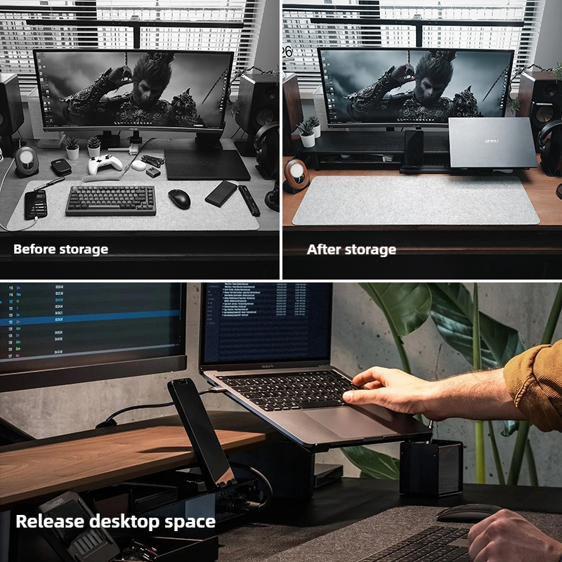 モジュラーモニターライザー スタンド 人間工学に基づいたデス - Desk Setup Monitor And Laptop のレビューと価格