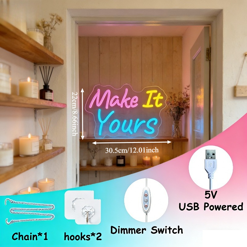 Make It Yours ネオンサイン LED USB イ - Desk Setup Inspiration のレビューと価格