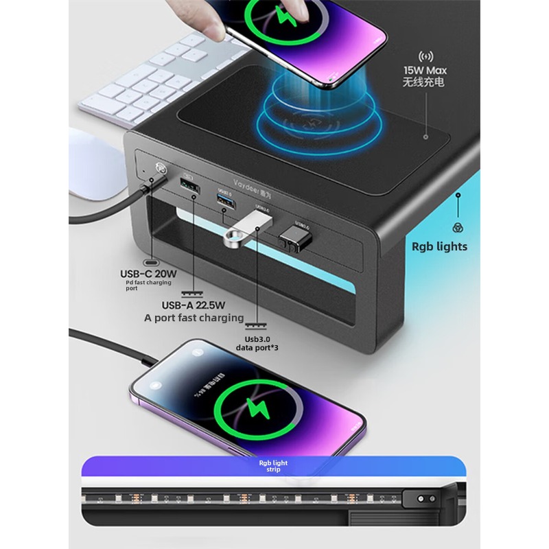 RGBモニター台、デスクトップパソコン用棚、ノートパソコン用 - Desk Setup Monitor And Laptop のレビューと価格
